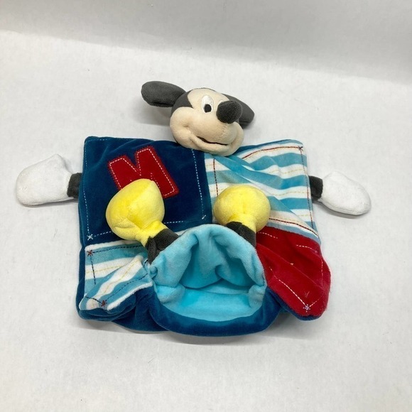 DISNEY Baby Mickey Mouse Lovey Security Blanket Puppet Soother Crinkle Squeak - Picture 10 of 11